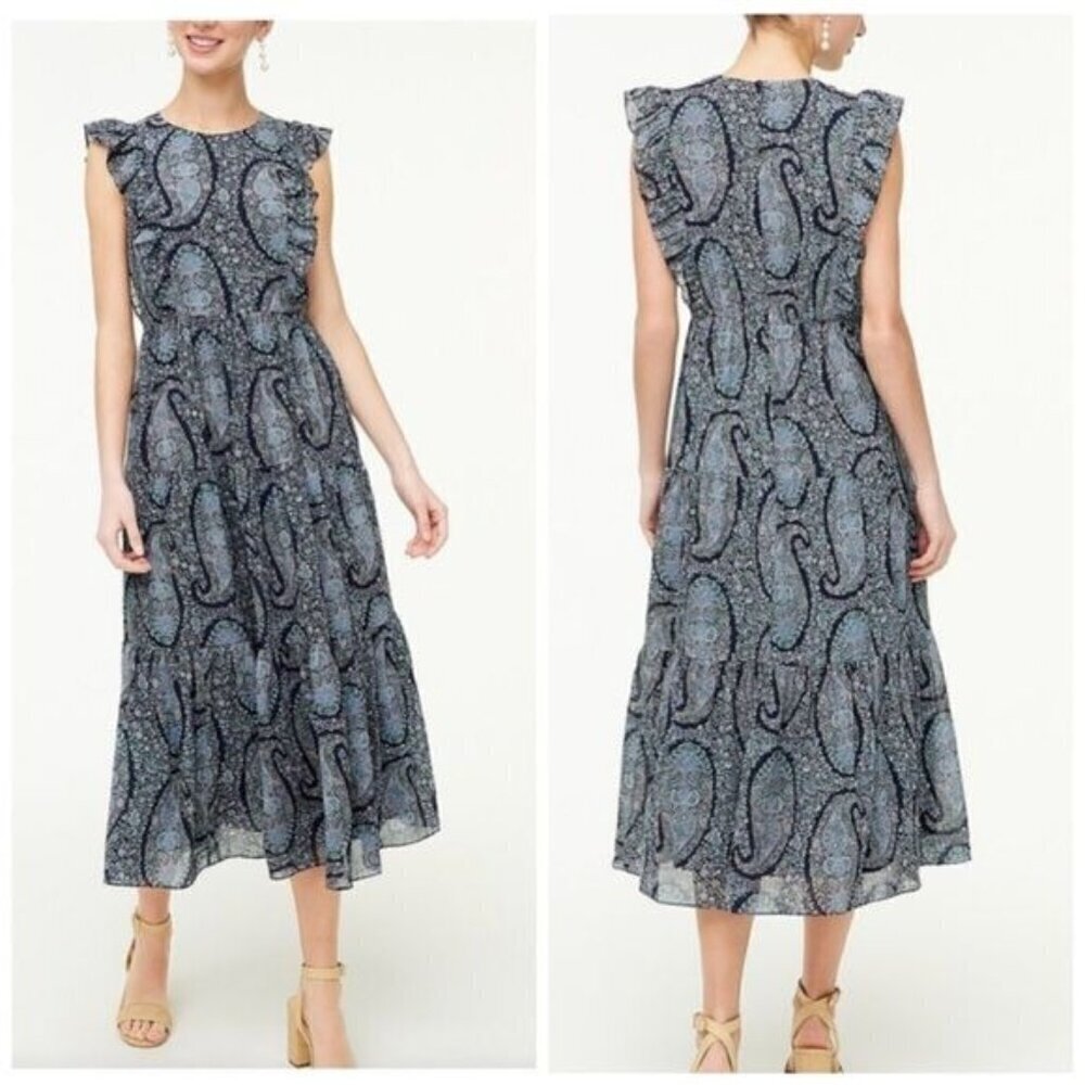 j.Crew Tiered ruffled tiered sundress with flutter sleeves Size 8